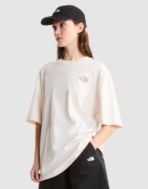 The North Face U flower logo oversized ss tee in white dune/mushroom gre - view 1