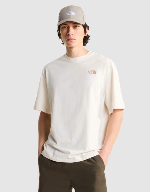 The North Face U flower logo oversized ss tee in white dune/mushroom gre, 3 of 4