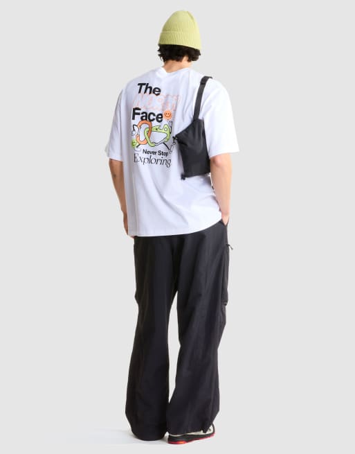 The North Face - U Sajama - T-shirt oversize a maniche corte bianco e arancione