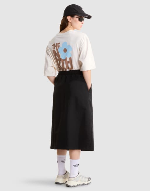 The North Face - U - T-shirt oversize à manches courtes avec logo fleur - Dune blanche et gris champignon, 2 de 4
