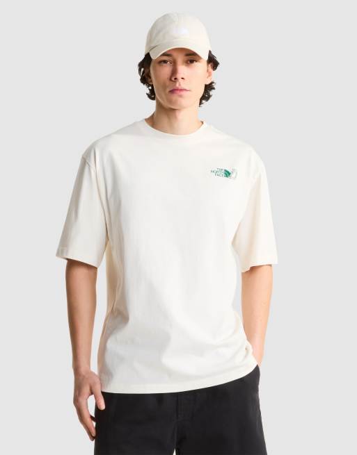 The North Face - U - T-shirt oversize à manches courtes et logo rétro - Blanc dune et vert sapin, 3 de 4