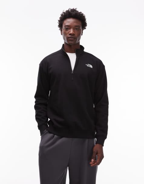 The North Face 1/4 zip unisex logo sweatshirt in black