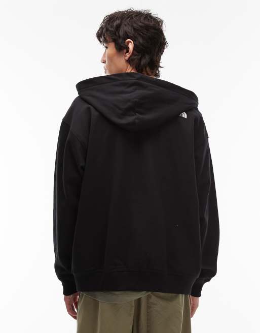 The North Face unisex oversized double zip logo hoodie in black, 3 of 5