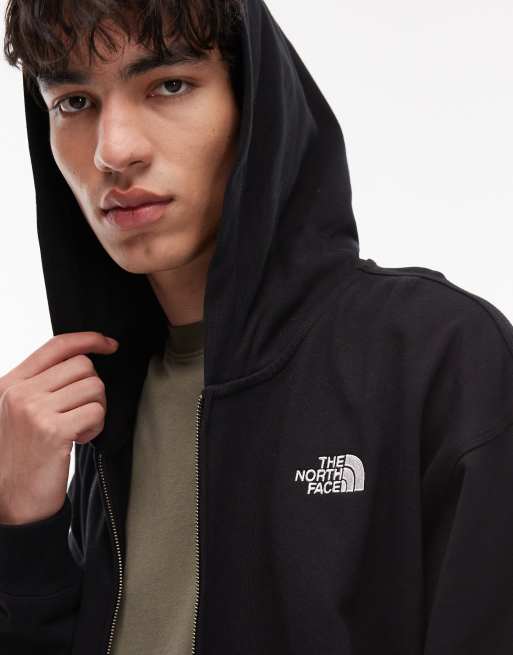 The North Face unisex oversized double zip logo hoodie in black, 4 of 5