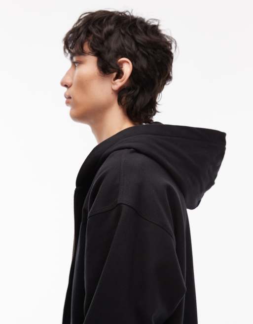 The North Face unisex oversized double zip logo hoodie in black, 5 of 5