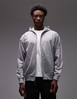 The North Face The North Face unisex oversized double zip logo hoodie in grey