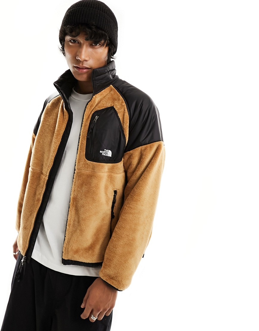 The North Face Versa Velour track jacket in stone and black-Neutral