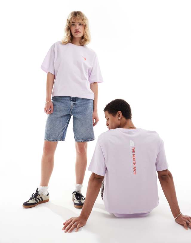 The North Face - vertical nse logo backprint oversized t-shirt in lilac