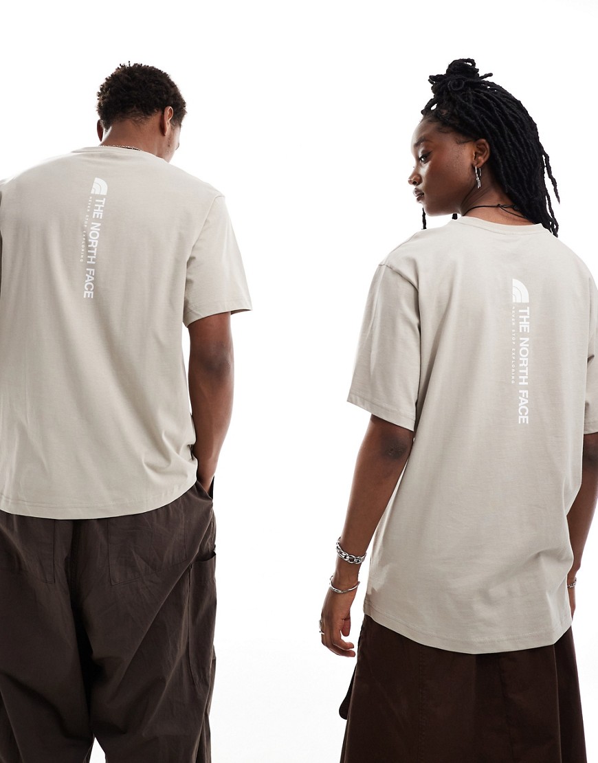 The North Face Vertical NSE logo backprint oversized t-shirt in taupe-Neutral
