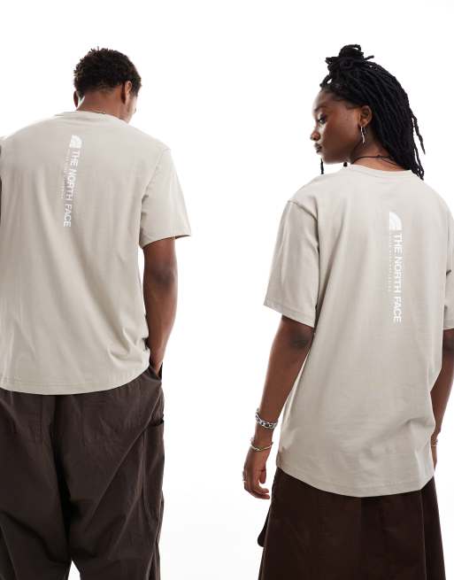  The North Face Vertical NSE logo backprint oversized t-shirt in taupe