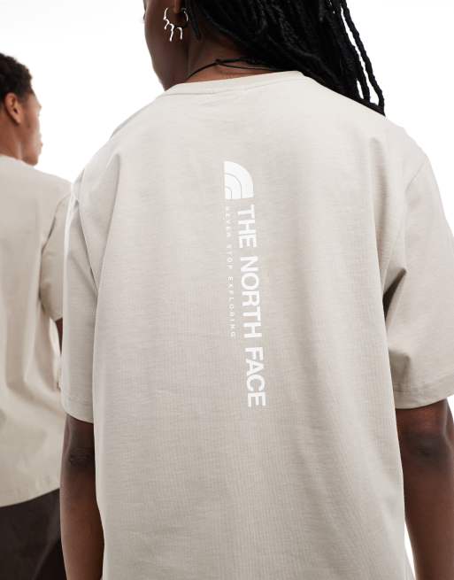 The North Face Vertical NSE logo backprint oversized t-shirt in taupe, 3 of 4