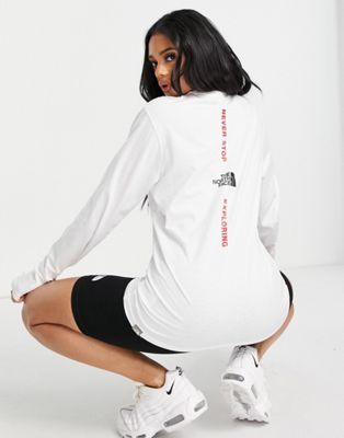 The North Face Vertical NSE long sleeve t-shirt in white Exclusive at ASOS