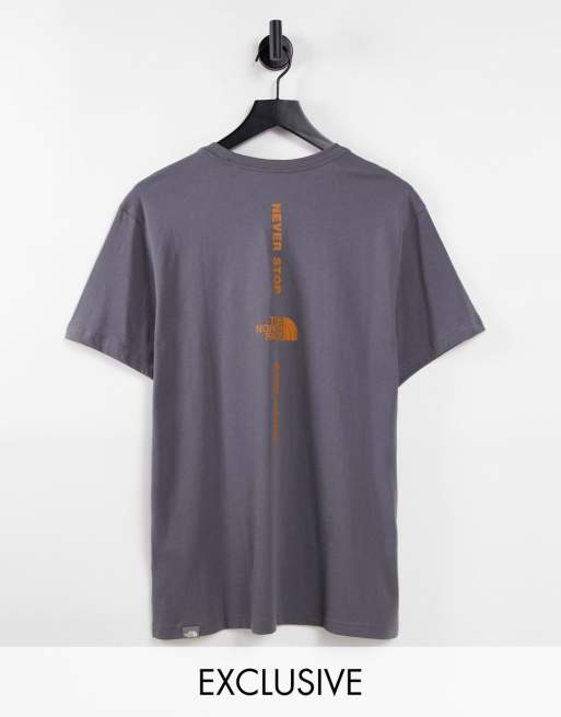 The North Face – Vertical – Szaro-pomarańczowy T-shirt – tylko w ASOS