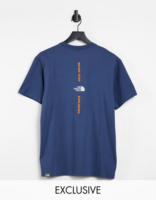 The North Face Vertical t-shirt in blue Exclusive at ASOS