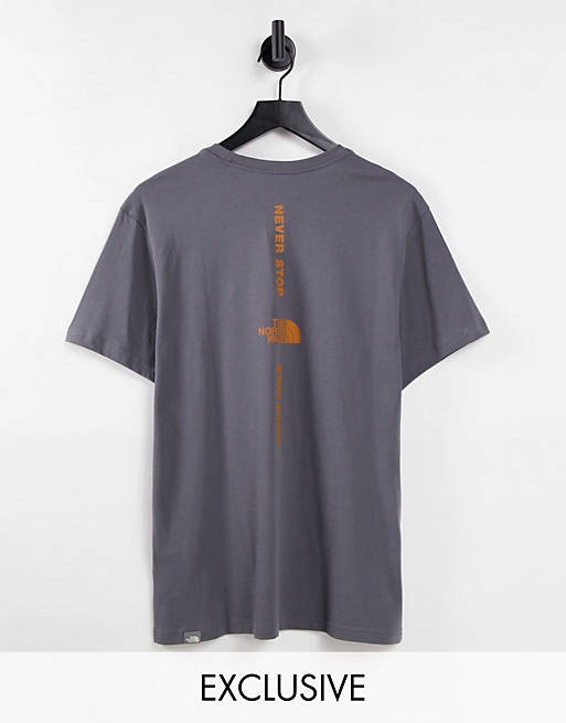  The North Face Vertical t-shirt in grey/orange Exclusive at  