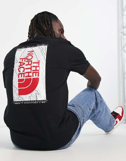 The North Face Vertical Topographic back print t-shirt in black Exclusive at ASOS