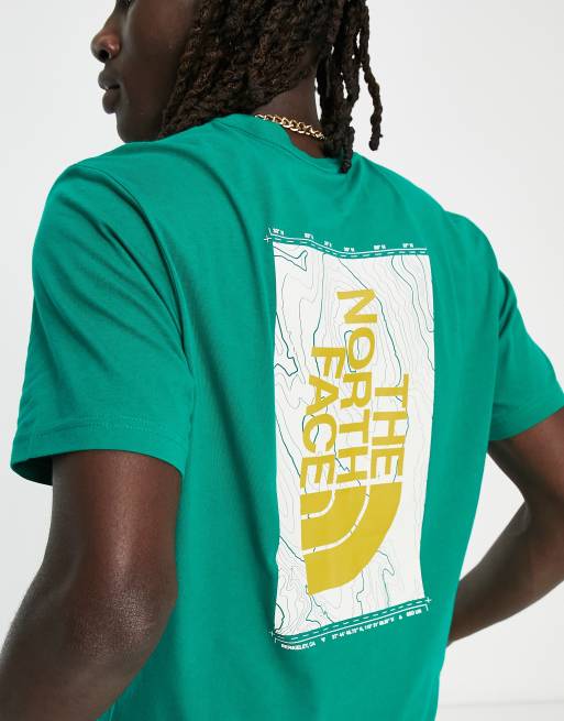 The North Face Vertical Topographic back print t-shirt in green Exclusive at ASOS