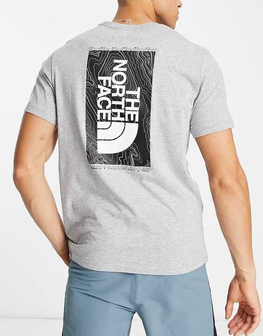 The North Face Vertical Topographic back print t-shirt in grey