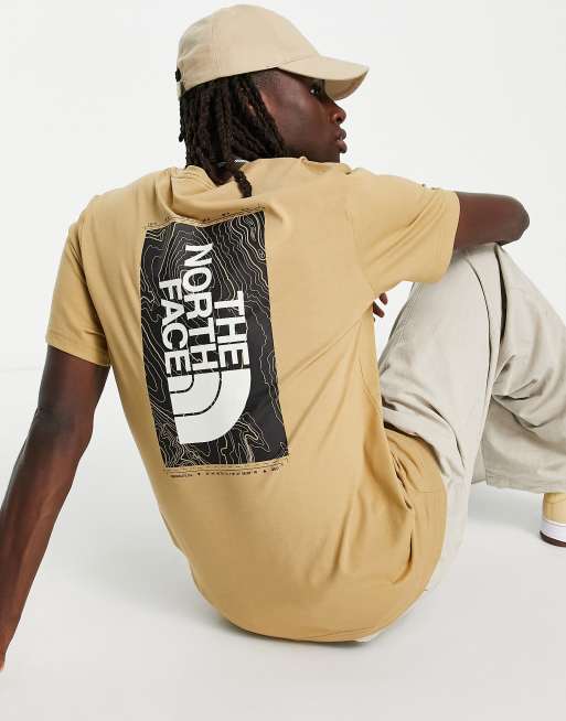 The North Face Vertical Topographic back print t-shirt in stone Exclusive at ASOS