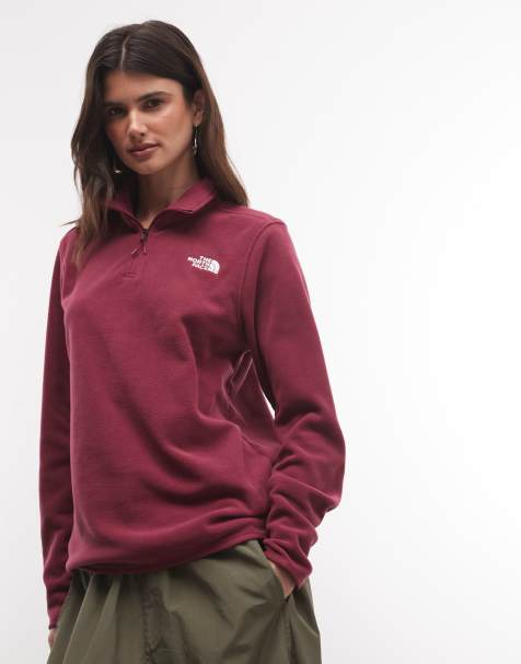 The North Face veste Glacier à demi-zip avec logo fantaisie en bordeaux - view 1