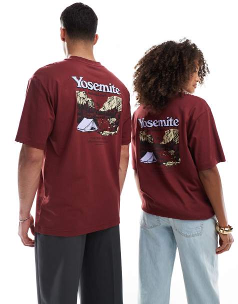 The North Face – Vinröd t-shirt i oversize med Yosemite-tryck baktill - view 1