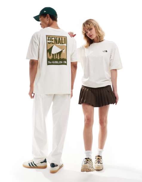 The North Face Vintage Denali backprint oversized t-shirt in off white