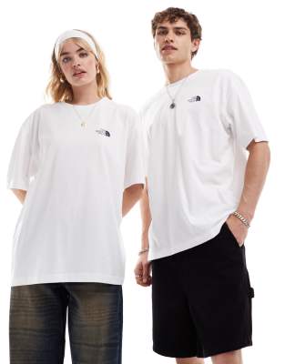 The North Face Vintage Denali backprint oversized t-shirt in white and purple
