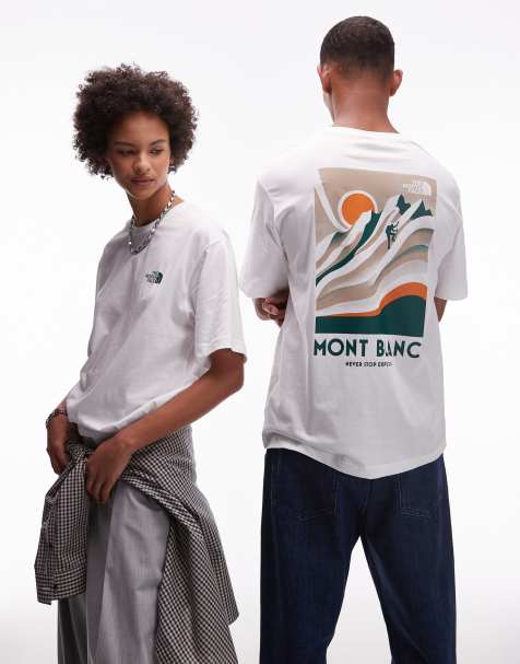 The North Face Vintage Mountain backprint oversized t-shirt in white with orange detail - view 1