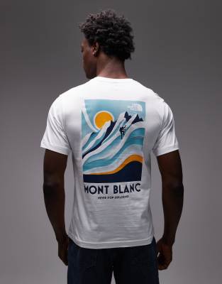 The North Face - Vintage Mountain - Oversize-T-Shirt in Weiß mit Rückenprint und blauen Akzenten