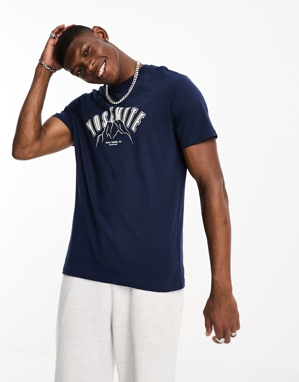 The North Face Vintage Yosemite chest print t-shirt in navy Exclusive at ASOS