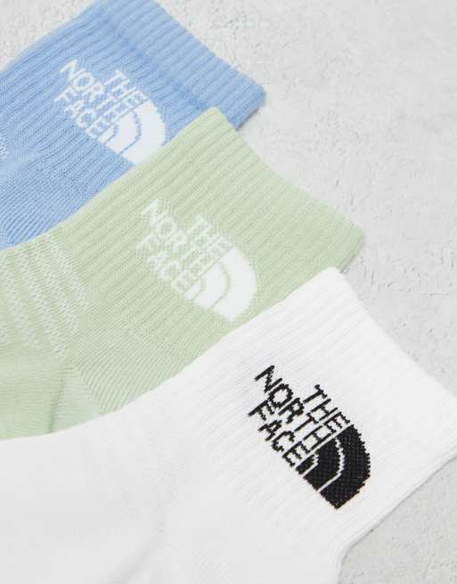 The North Face – Vita, blå och gröna ankelstrumpor med logga, 3-pack, 4 av 4