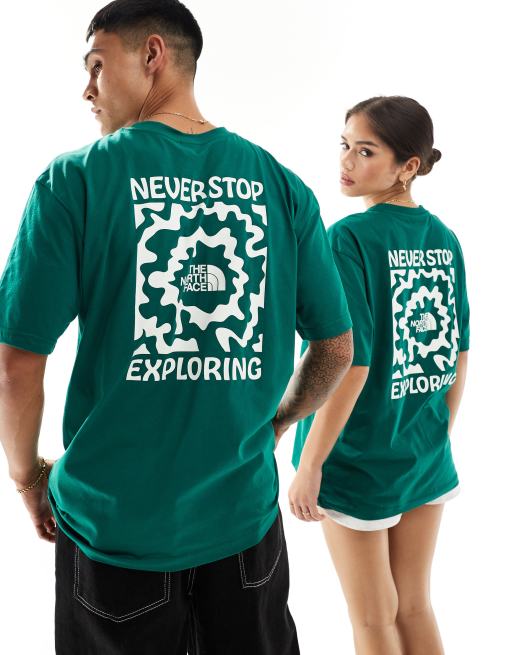 The North Face – Voyage – Oversize-T-Shirt in Dunkelgrün mit Rückenprint