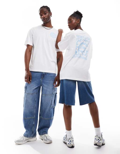 The North Face - Voyage - T-shirt oversize bianca con stampa sul retro
