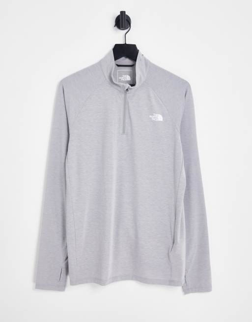 The North Face Wander 1/4 zip long sleeve t-shirt in gray