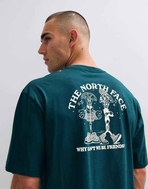 The North Face WHY CANT WE BE FRIENDS oversize tee w zielonym kolorze