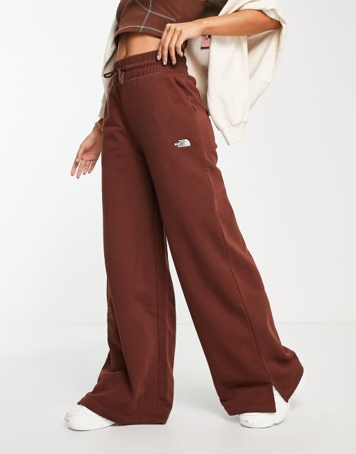 The North Face wide leg fleece joggers in brown Exclusive at ASOS