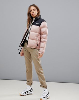 the north face womens 1996 retro nuptse jacket in pink