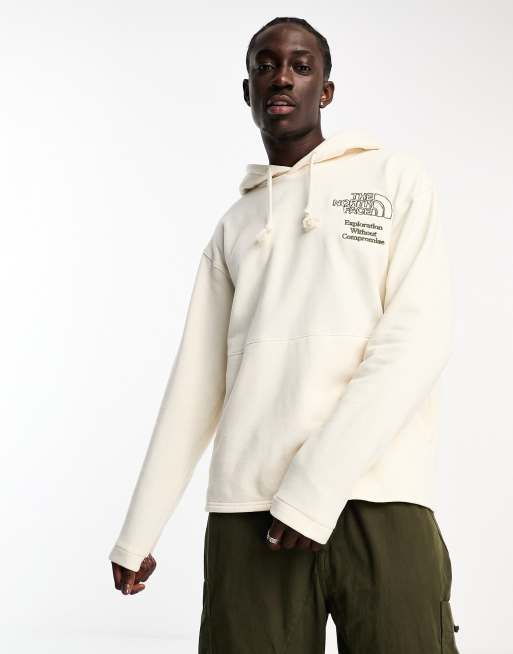 The North Face world back print hoodie in cream