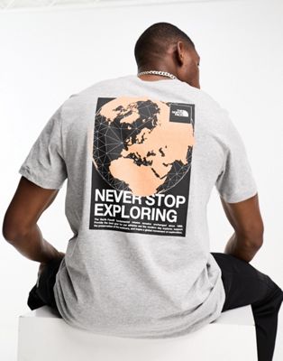 The North Face World Connection back print t-shirt in grey Exclusive at ASOS
