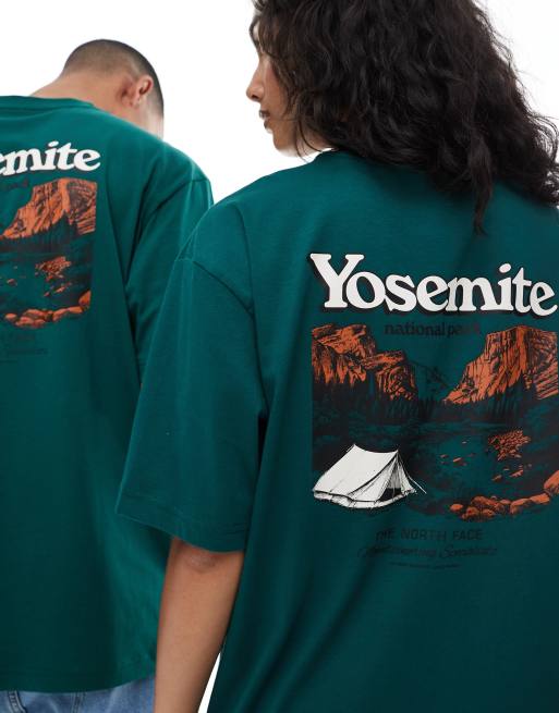 The North Face - Yosemite - Mørkegrøn oversized t-shirt med postkort-print bagpå, 4 af 4