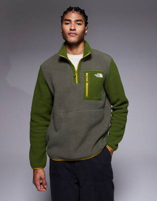 The North Face The North Face Yumiori 1/4 zip colourblock fleece in green