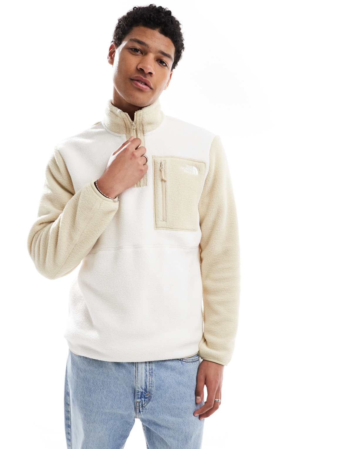 The North Face Yumiori 1/4 zip fleece in white