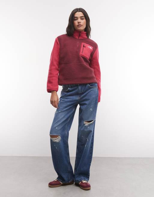 The North Face Yumiori 1/4 zip in burgundy and red, 2 of 4