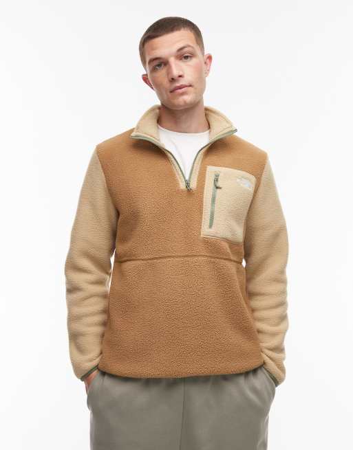 The North Face – Yumiori – Brązowa bluza polarowa z blokami kolorów i suwakiem pod szyją