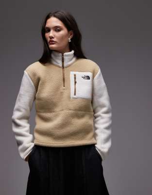 The North Face - Yumiori - Fleece-Sweatshirt in Beige mit kurzem Reißverschluss-Neutral