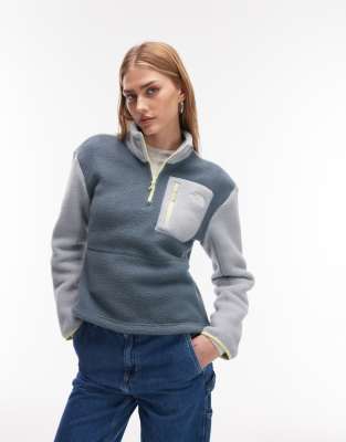 The North Face - Yumiori - Fleece-Sweatshirt in Grau mit kurzem Reißverschluss