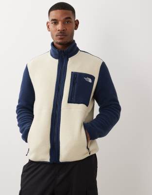 Yumiori - Fleece-Sweatshirt in Marineblau mit Blockfarben-Design und durchgehendem Reißverschluss Marineblau 2XL