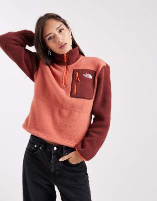 The North Face - Yumiori - Fleece-Sweatshirt in Rot mit kurzem Reißverschluss