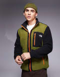 The North Face Yumiori full zip colourblock fleece jacket in khaki-Green