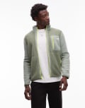 [The North Face] The North Face Yumiori full-zip colourblock fleece jumper in light green 2XL Bark Mist